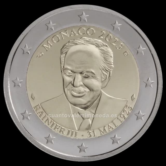 Imagen orientativa: 2 euros Mónaco 2023, centenario del nacimiento de Rainiero III