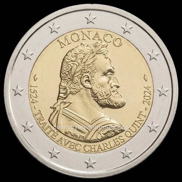 Imagen orientativa: 2 euros Mónaco 2024, 500 años del tratado con Carlos V