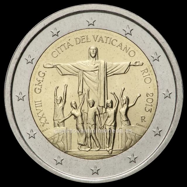 Imagen orientativa: 2 euros Vaticano 2013, Jornada Mundial de la Juventud de Río de Janeiro