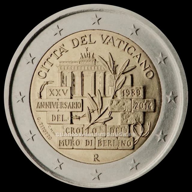 Imagen orientativa: 2 euros Vaticano 2014, 25 años de la caída del Muro de Berlín