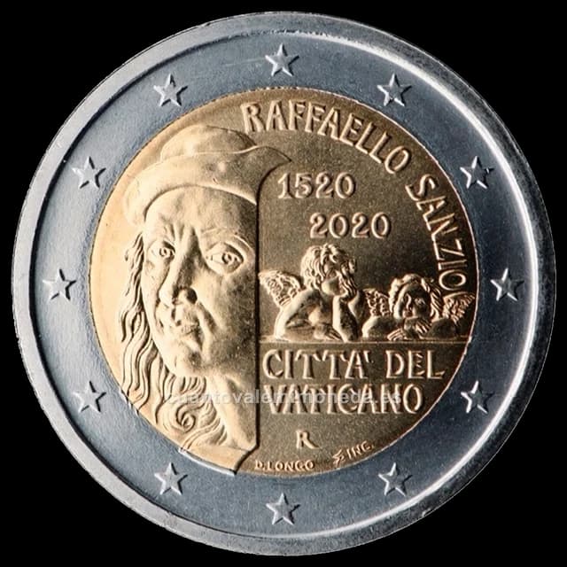 Imagen orientativa: 2 euros Vaticano 2020, 500 años de la muerte de Rafael