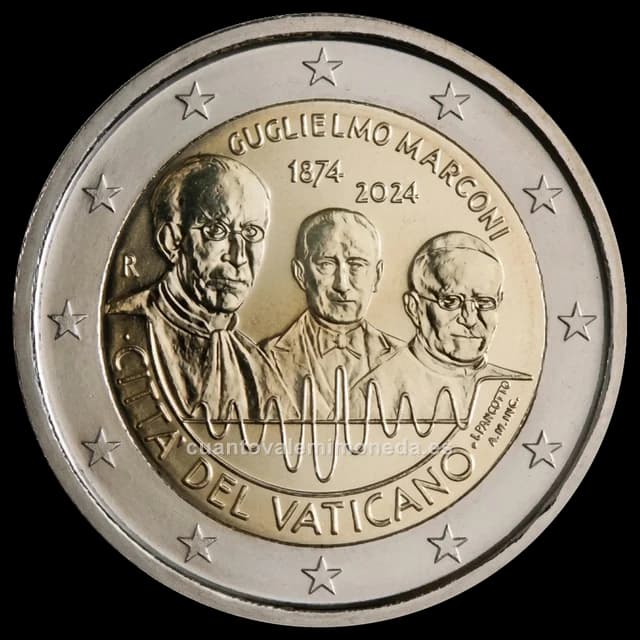 Imagen orientativa: 2 euros Vaticano 2024, 150 años del nacimiento de Guglielmo Marconi