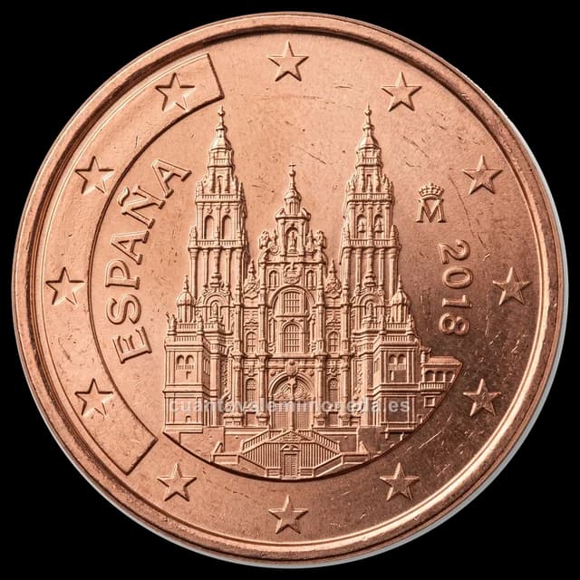 Imagen orientativa: 2 céntimos España 2016 acuñada sobre el núcleo de una moneda de 2 euros