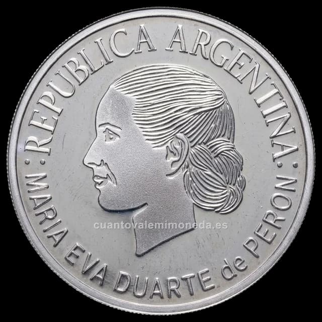 Imagen orientativa: 1 peso 2002 Eva Perón (plata, proof)