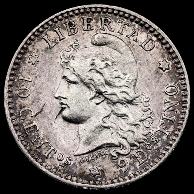 Imagen orientativa: 10 centavos 1881-1883 (plata, Libertad)