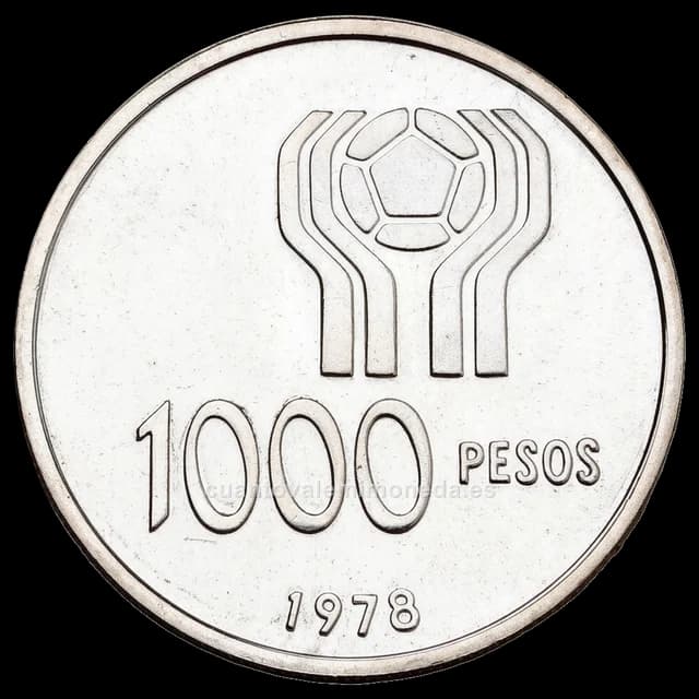 Imagen orientativa: 1000 pesos 1977-1978 Mundial '78 (plata)