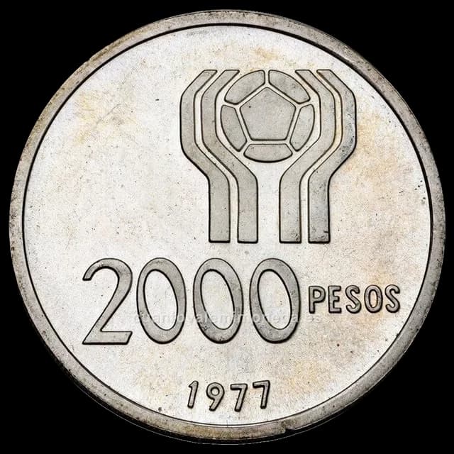 Imagen orientativa: 2000 pesos 1977-1978 Mundial '78 (plata)