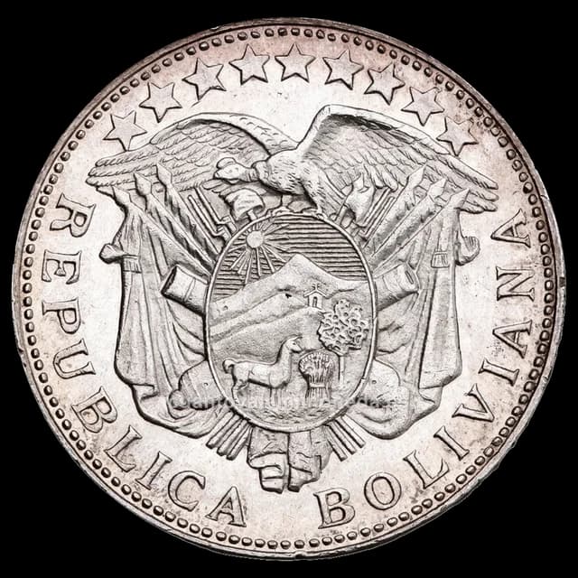 Imagen orientativa: 50 centavos (medio boliviano) Bolivia 1891-1908 (plata 900)