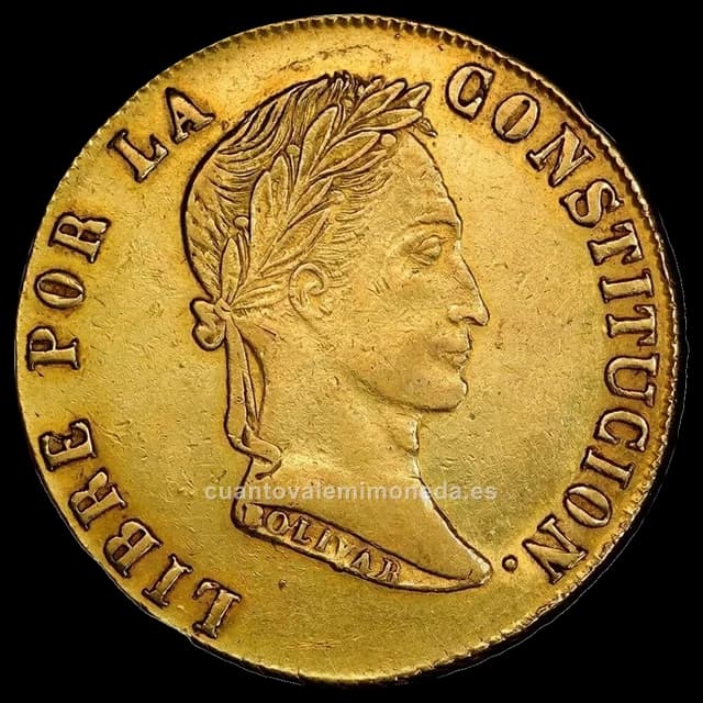 Imagen orientativa: 8 escudos de oro Bolivia 1831-1857 (Bolívar, Cerro de Potosí)