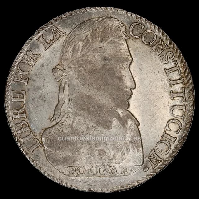 Imagen orientativa: 8 soles Bolivia 1827-1840 (plata 903, Bolívar laureado, Potosí)