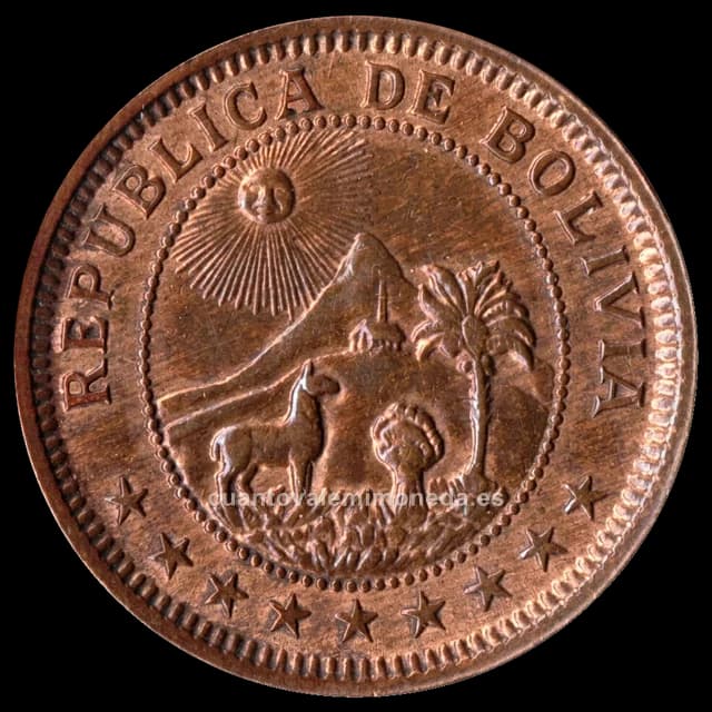 Imagen orientativa: 1 boliviano Bolivia 1951 (bronce)