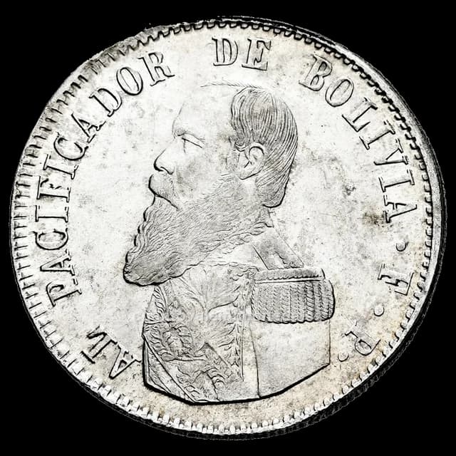 Imagen orientativa: 1 melgarejo Bolivia 1865 (medalla monetaria de plata, Potosí)