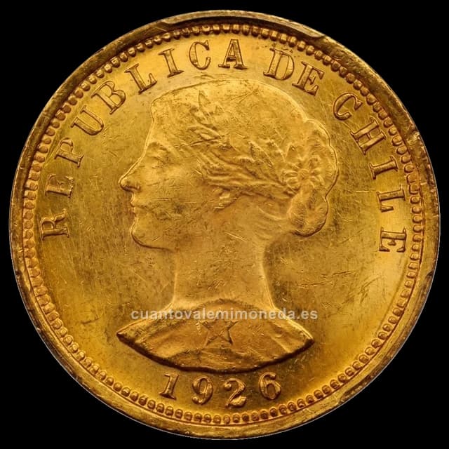 Imagen orientativa: 100 pesos de oro Chile 1926-1980 («diez cóndores»)