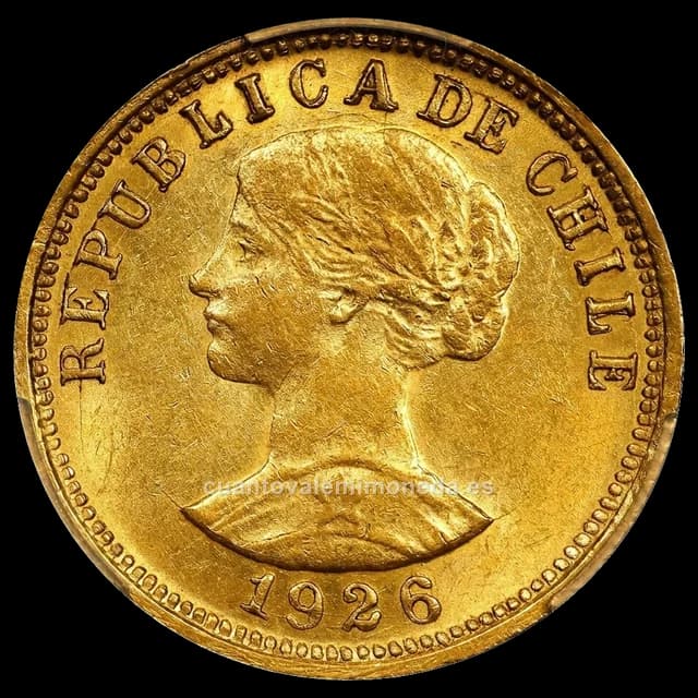 Imagen orientativa: 50 pesos de oro Chile 1926-1980 («cinco cóndores»)