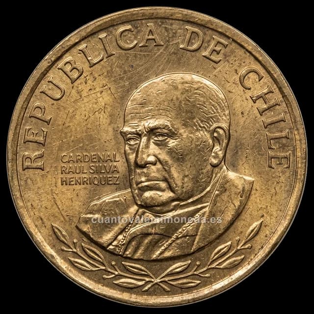 Imagen orientativa: 500 pesos Chile con error: de un solo metal (sin núcleo bimetálico)