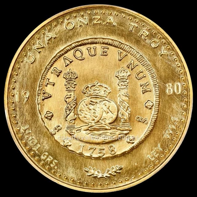 Imagen orientativa: Onza de oro Chile 1978-1983 (diseño de columnario)