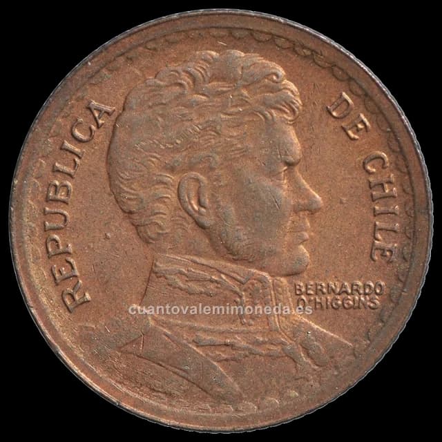 Imagen orientativa: 1 peso Chile 1942-1954 de cobre (O'Higgins)