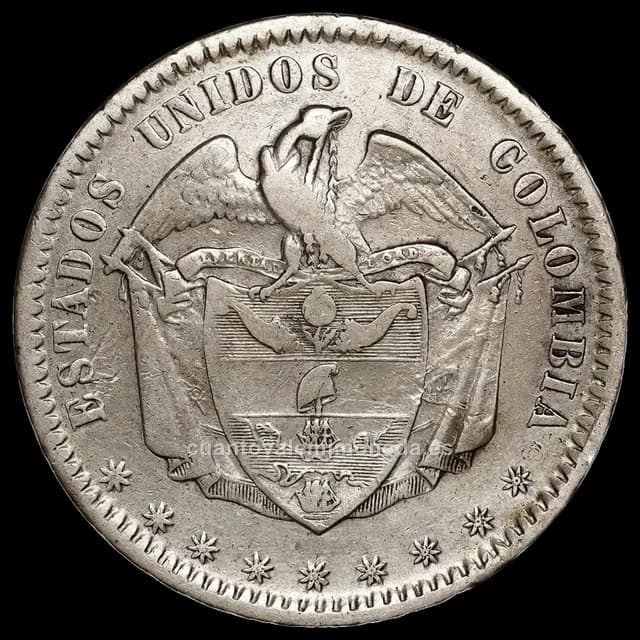 Imagen orientativa: 1 peso Estados Unidos de Colombia 1862-1868 (cóndor)