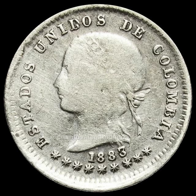 Imagen orientativa: 10 centavos Estados Unidos de Colombia 1874-1885