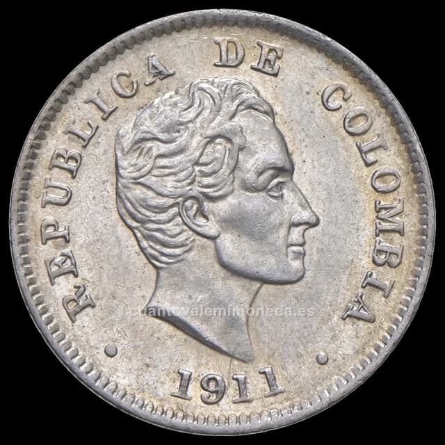 Imagen orientativa: 10 centavos Simón Bolívar 1911-1942 (plata 0,900)