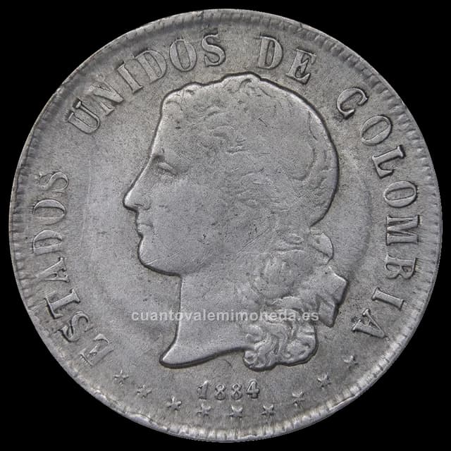 Imagen orientativa: 20 centavos Estados Unidos de Colombia 1874-1885
