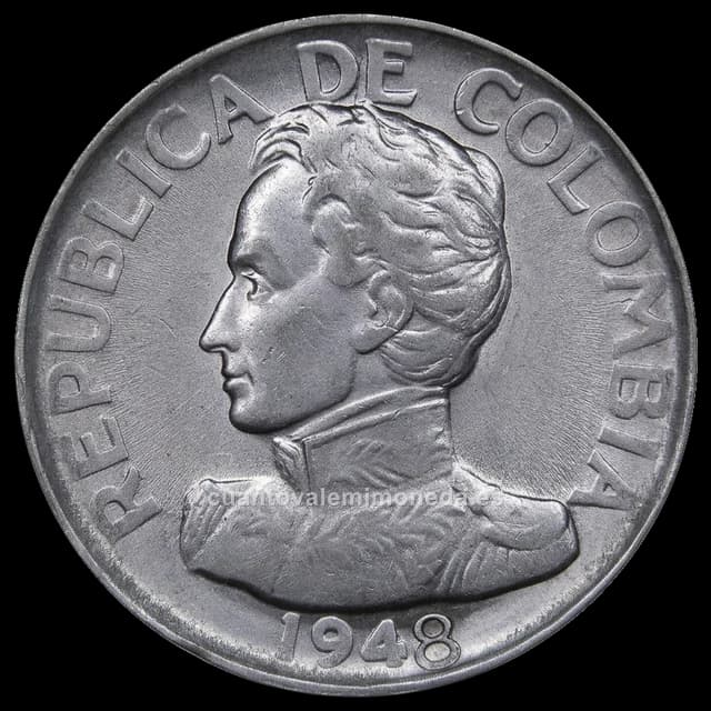 Imagen orientativa: 50 centavos Bolívar 1947-1948 (plata 0,500)