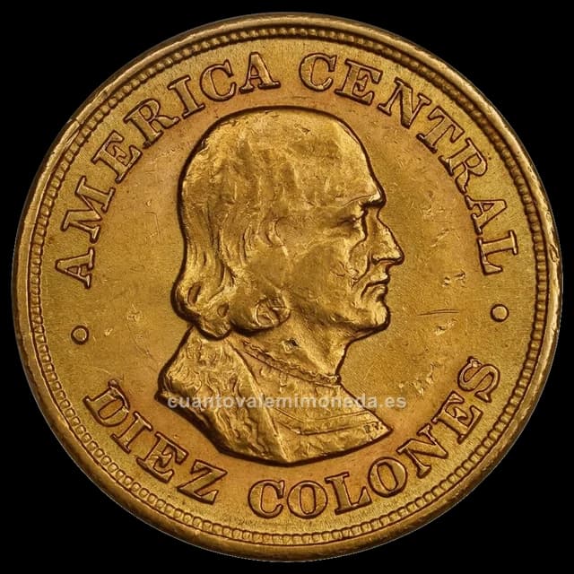 Imagen orientativa: 10 colones de oro Costa Rica 1897-1900 (Cristóbal Colón)