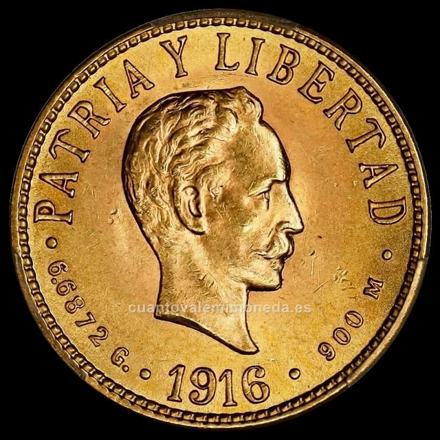 Imagen orientativa: 4 pesos de oro Cuba 1915-1916 (José Martí)