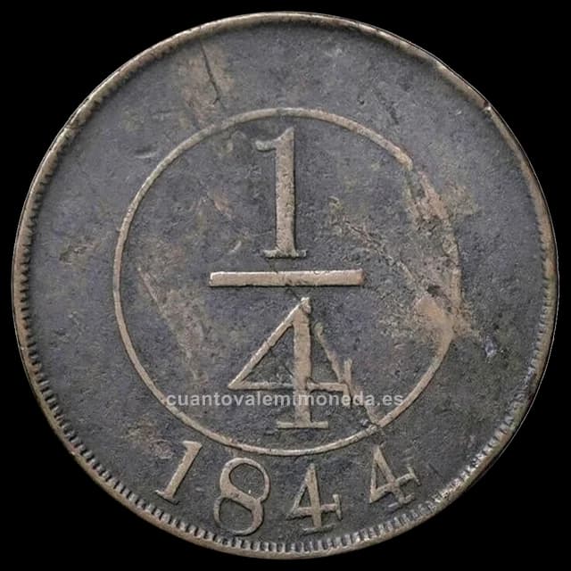 Imagen orientativa: 1/4 de real República Dominicana 1844 (cobre), primera moneda del país