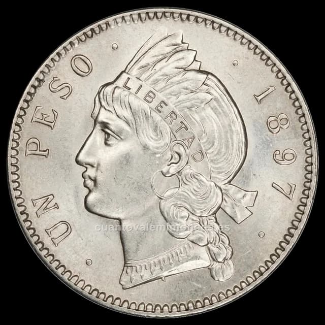 Imagen orientativa: 1 peso República Dominicana 1897 A (plata 350)