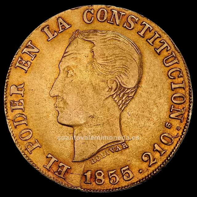Imagen orientativa: 8 escudos de oro Ecuador 1847-1856 (Quito, Bolívar)
