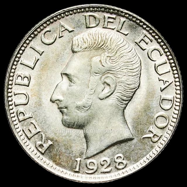 Imagen orientativa: 1 sucre Ecuador 1928-1934 (plata 720, Filadelfia)