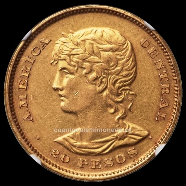 Imagen orientativa: 20 pesos de oro El Salvador 1892 (Cristóbal Colón)