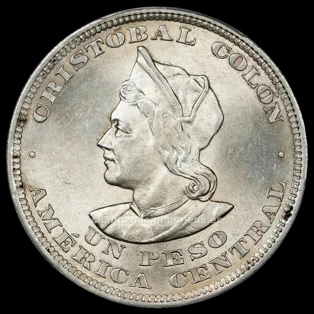 Imagen orientativa: 1 peso El Salvador 1892-1914 (Cristóbal Colón, plata 900)