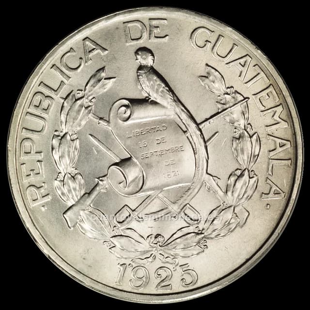Imagen orientativa: 1/2 quetzal Guatemala 1925 (plata 720)