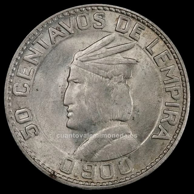 Imagen orientativa: 50 centavos de lempira Honduras 1931-1951 (plata 900)