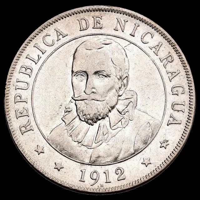 Imagen orientativa: 1 córdoba Nicaragua 1912 H (plata)