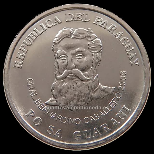 Imagen orientativa: 500 guaraníes Paraguay 1998 con error de cospel (acuñada en un disco más pequeño)