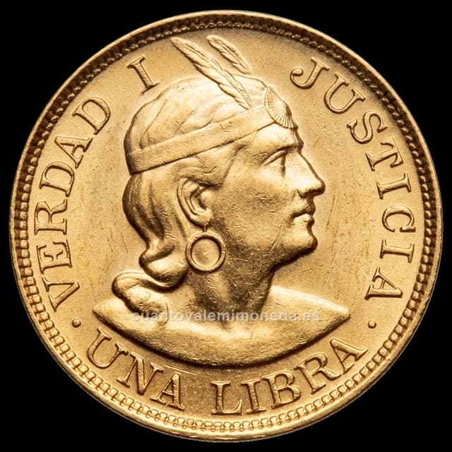 Imagen orientativa: 1 libra peruana de oro 1898-1969