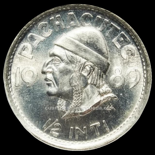 Imagen orientativa: 1/2 inti Perú 1989 de plata, Inca Pachacútec (Regionalización)