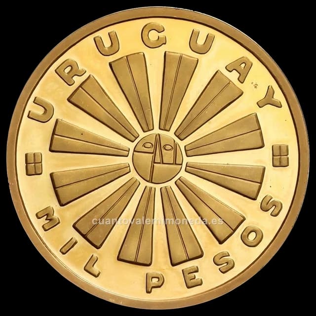 Imagen orientativa: 1000 pesos Uruguay 1969 en oro (FAO, proof)