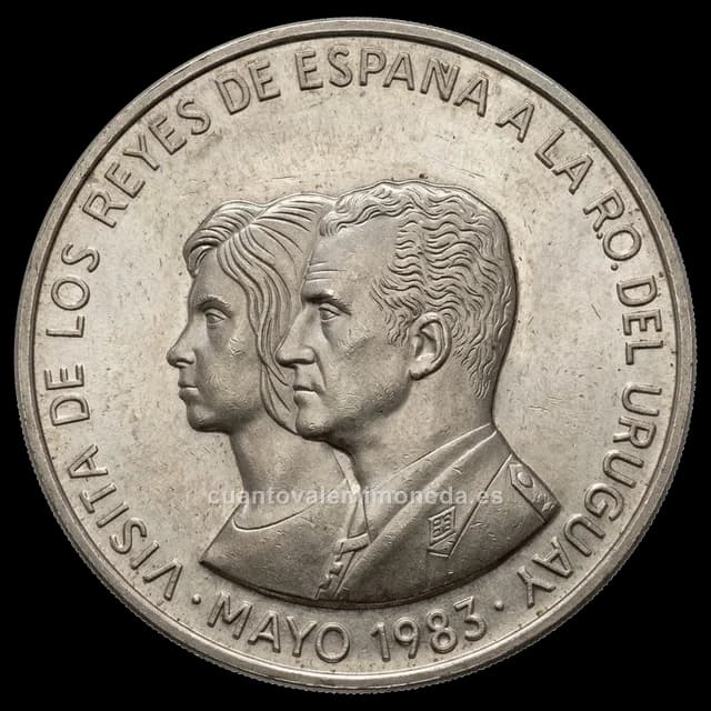 Imagen orientativa: 2000 nuevos pesos Uruguay 1983 (plata 900, visita de los Reyes de España)