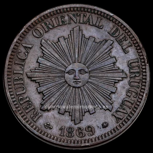 Imagen orientativa: 4 centésimos Uruguay 1869 (cobre)