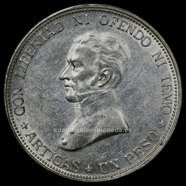 Imagen orientativa: 1 peso Uruguay 1917 (plata 900, Artigas)