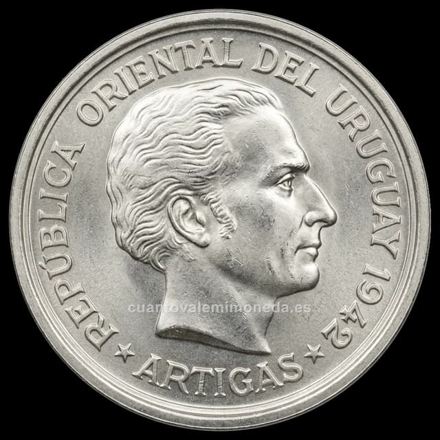 Imagen orientativa: 1 peso Uruguay 1942 (plata 720, Artigas)