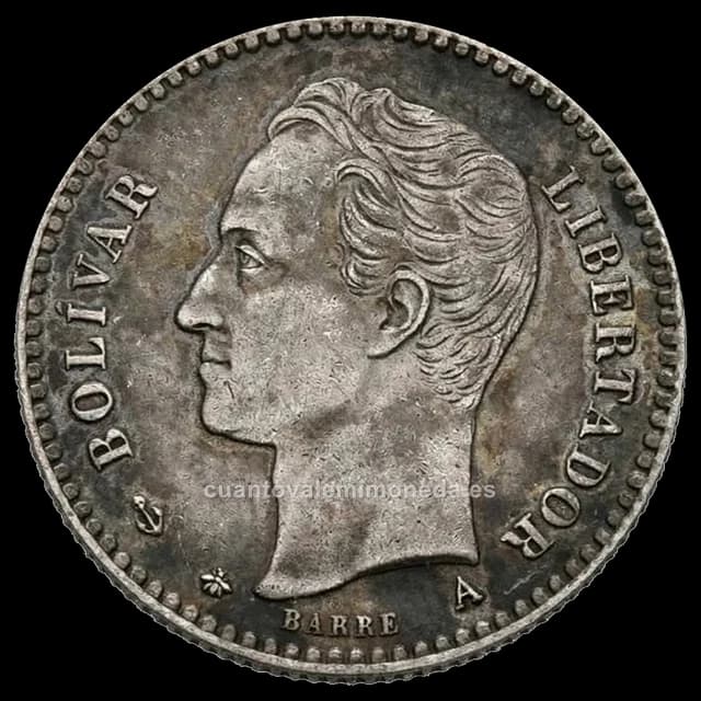 Imagen orientativa: 10 centavos Venezuela 1874-1876 (plata, «real»)