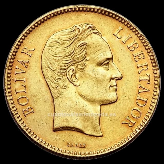 Imagen orientativa: 100 bolívares de oro Venezuela 1886-1889