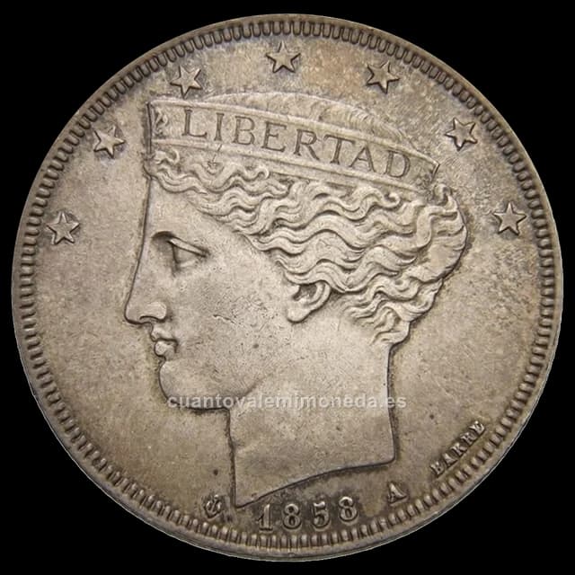 Imagen orientativa: 5 reales Venezuela 1858 (plata, París)