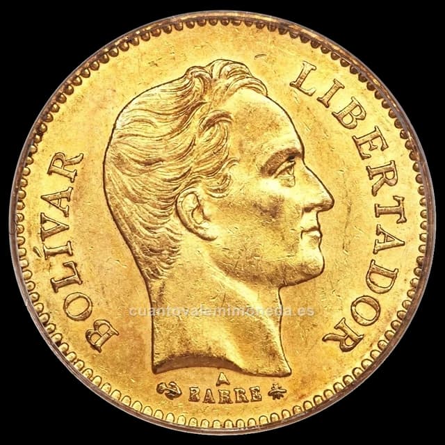 Imagen orientativa: 5 venezolanos Venezuela 1875 (oro, «25 bolívares»)
