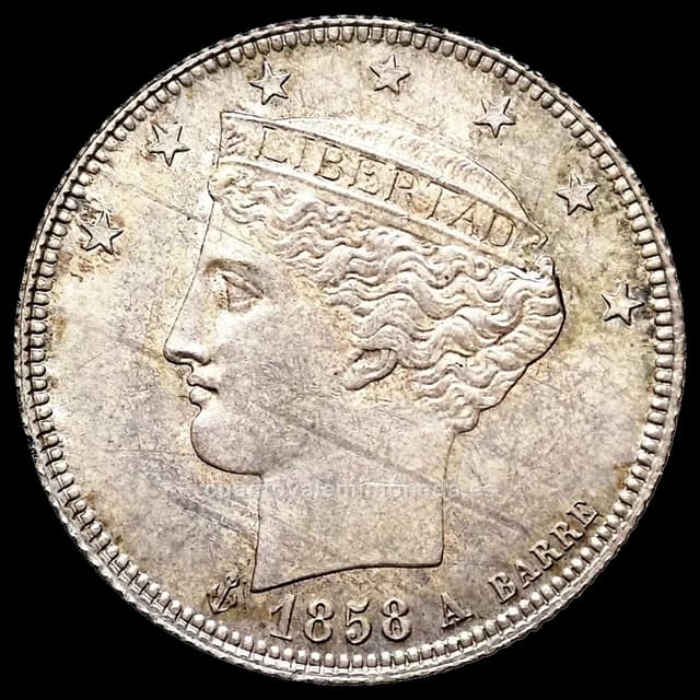 Imagen orientativa: 1 real Venezuela 1858 (plata, París)